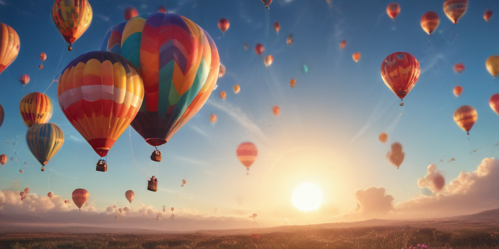 Colorful Hot Air Balloons Soaring Against a Beautiful Sunrise Sky