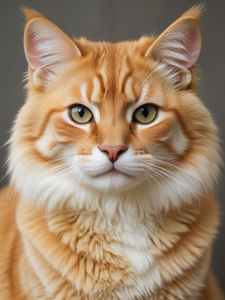 A Majestic Orange Cat with Striking Green Eyes and Fluffy Fur.