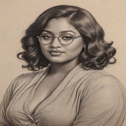 Magnificent Jazmine Sullivan, pencil sketch, portrait of Enchanting woman 1920s in glasses, hair style beatnik, outline, clear lines, fine lines, 8k