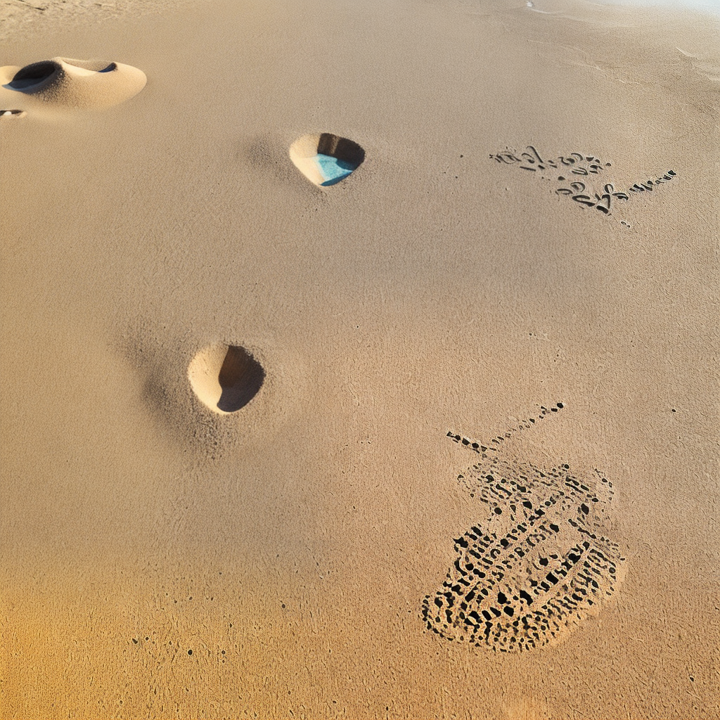 A math equation written in sand on a beach.