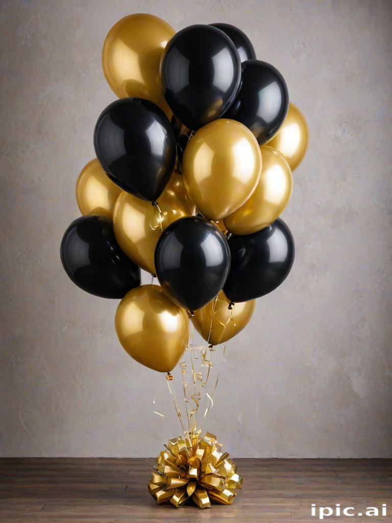 black and gold balloons png