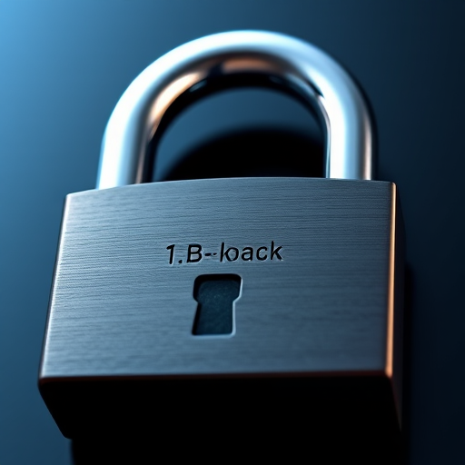 Create a highly detailed digital illustration of a padlock with a shiny metallic shackle and a smooth, reflective dark body, shot in a close-up view using a DSLR camera with a 50mm lens at f/1.8, ISO 100, and a 1/200 sec shutter speed, ensuring vibrant colors and sharp focus.