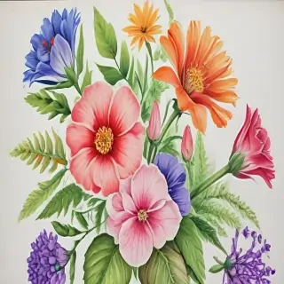 drawings of flowers in color
