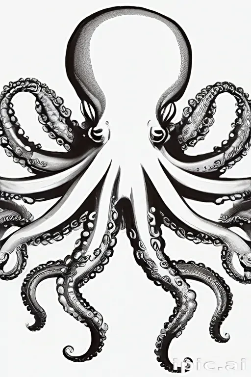octopus clipart black and white