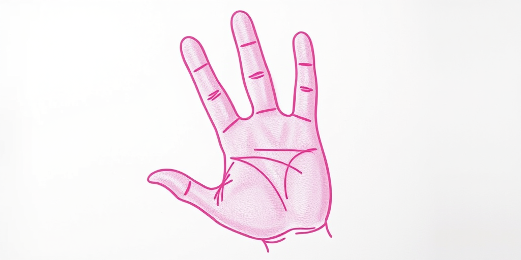 Create a high-resolution image of a stylized pink hand drawing with smooth gradients, using a DSLR camera with a 50mm lens at f/1.8, shot from a top-down view, with natural lighting to enhance the colors and details.