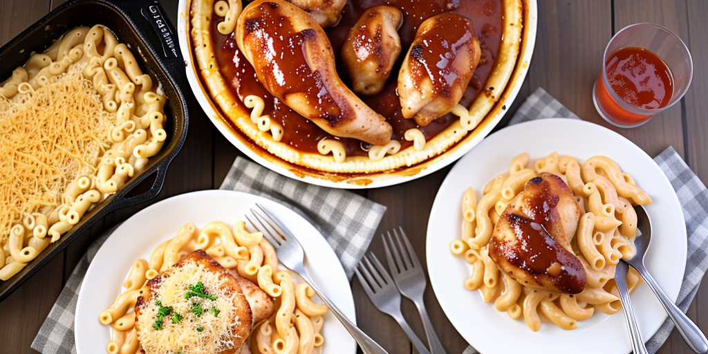 bbq chicken and mac and cheese