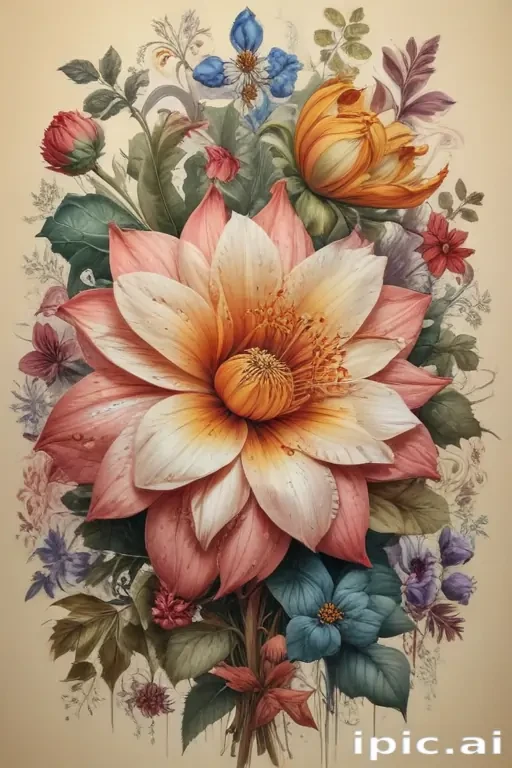 flower drawing images with colour