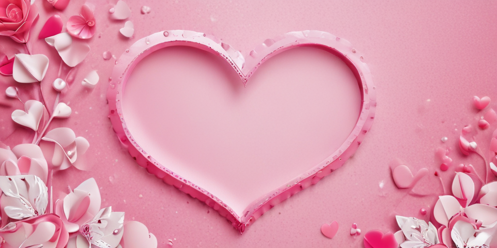 Delicate Pink Heart Surrounded by Elegant Flowers and Charming Petals