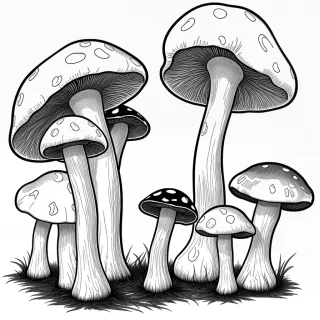 mushroom clipart black and white
