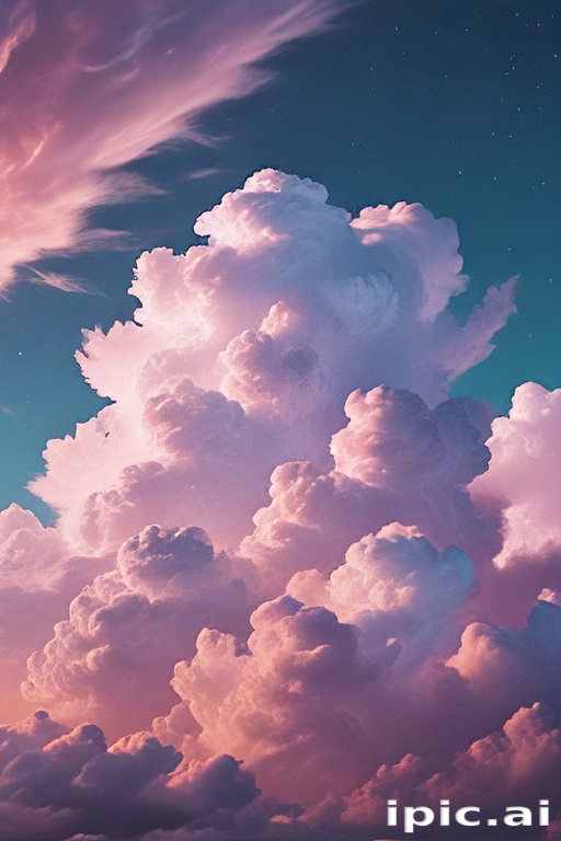Majestic Cotton Candy Clouds Bathed in Soft Pastel Sunset Hues