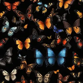 butterflies in black background