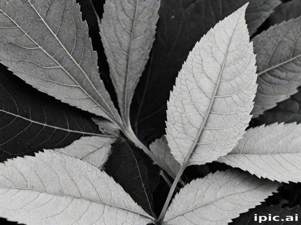 leaf white and black