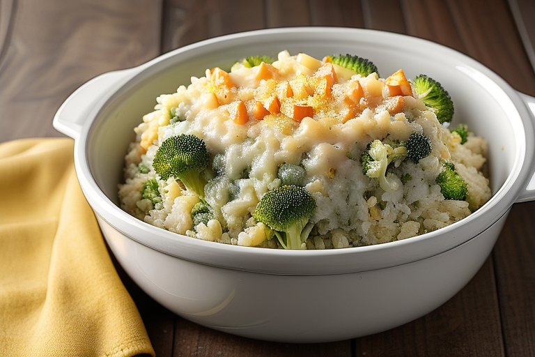 broccoli rice casserole in slow cooker