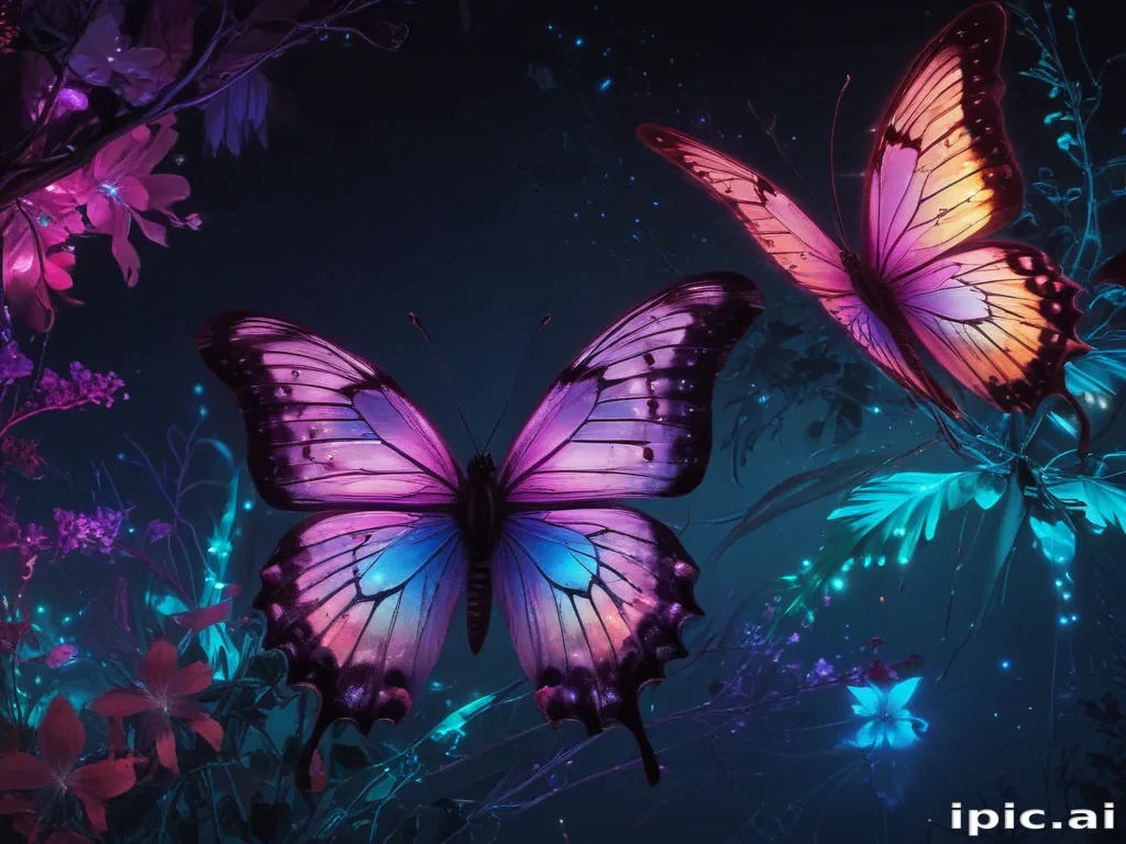 neon butterfly wallpaper
