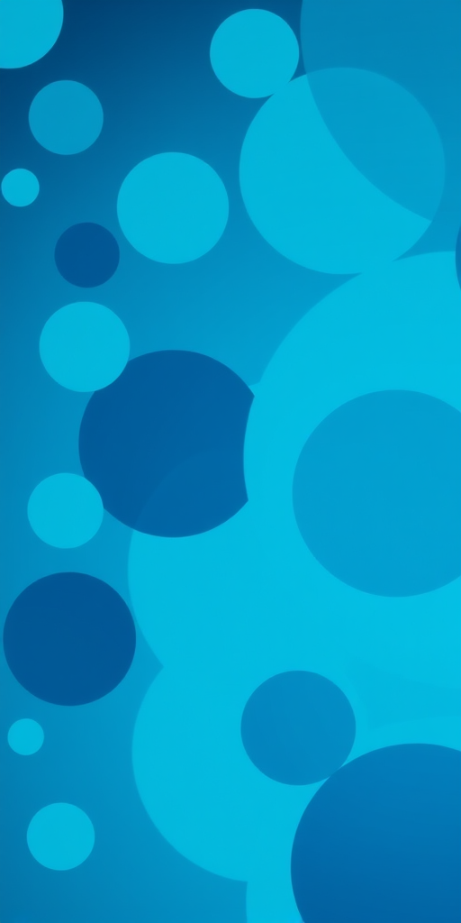 Create an abstract background with varying circles and geometric shapes in shades of blue, using a high-resolution digital camera with a 50mm lens, aperture set to f/8, ISO 100, and shooting at a straight-on view with a soft focus effect.