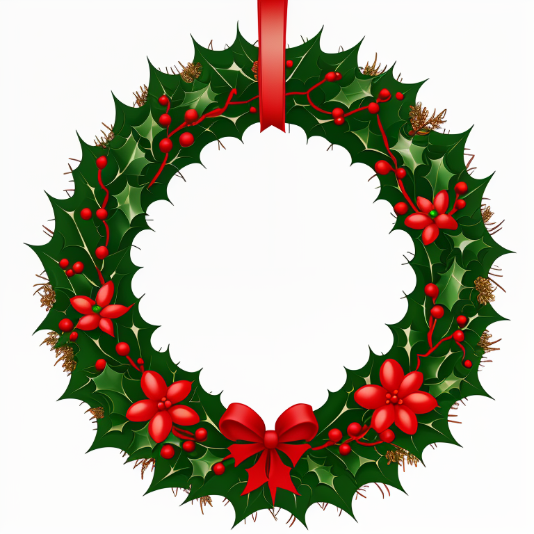 Festive Holiday Wreath Adorned with Red Berries and Green Foliage