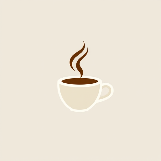 Regenerate a minimalist logo design featuring a stylized coffee cup with steam rising, captured with a DSLR camera at ISO 100, f/4 aperture, 50mm lens, shot from a top-down view in natural light.
