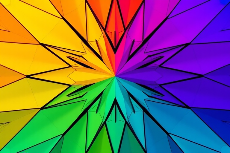 Create a high-resolution image of an abstract geometric pattern, using a Canon EOS R5 camera with a 50mm lens, aperture set to f/1.8, ISO 100, captured in portrait orientation with soft natural lighting for enhanced vibrancy and details.