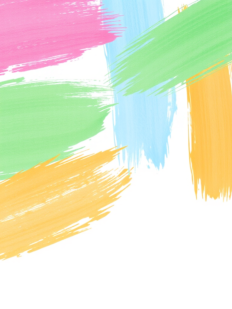 Generate a pastel abstract pattern with vibrant brush strokes in various colors including pink, green, blue, and orange on a white background, using a DSLR camera with a 50mm lens at f/2.8, ISO 100, and a shallow depth of field to enhance texture and color clarity.