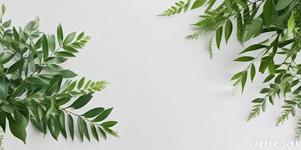 white and greenery background