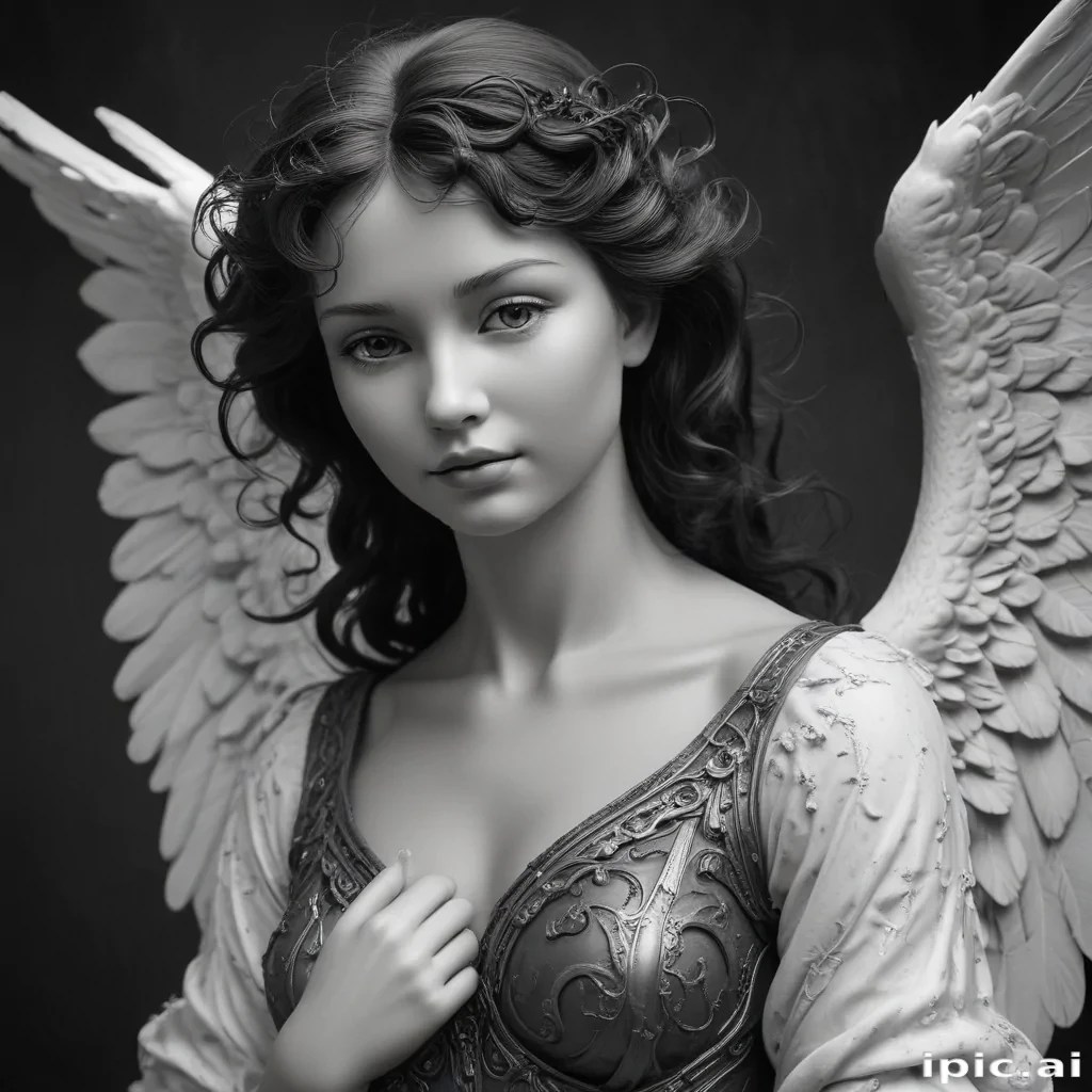 black and white angel