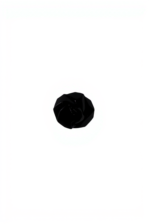 Generate a high-resolution image of a minimalistic black shape on a white background, captured with a DSLR camera at f/8 aperture, ISO 100, and a focal length of 50mm, using natural light for enhanced clarity and contrast.