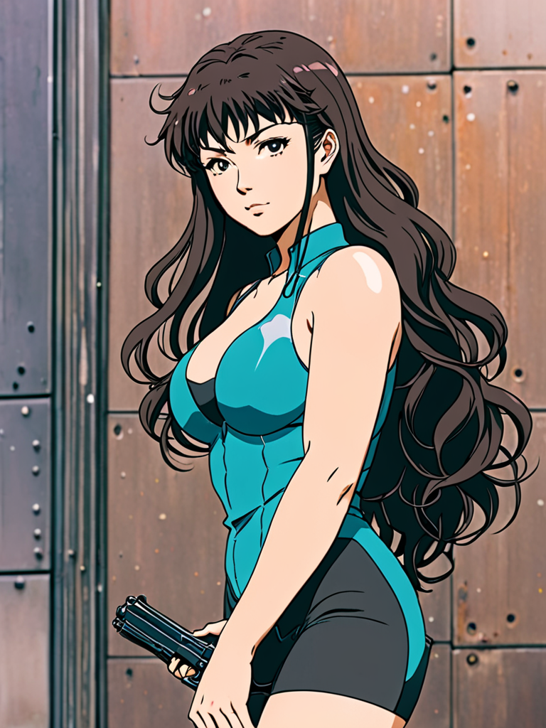 Ai Image Generator - Ai Art Generator - High Quality and 100% Unique Images  - iPic.Ai girl, manga, ghost in a shell, cute, anime, long curly brown  hair, grunge, aesthetic, chubby, cheeky,