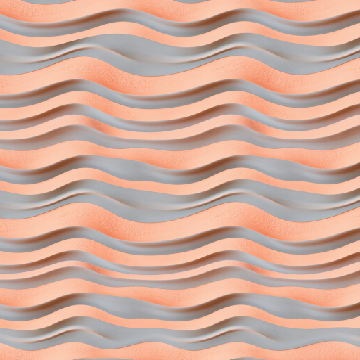 Create a seamless pattern of wavy lines in a soft peach background, using a Canon EOS R5 camera with a 50mm f/1.8 lens, aperture set to f/8, ISO 100, focus mode set to single point, and natural lighting to enhance texture and clarity.