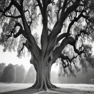 oak tree clipart black and white