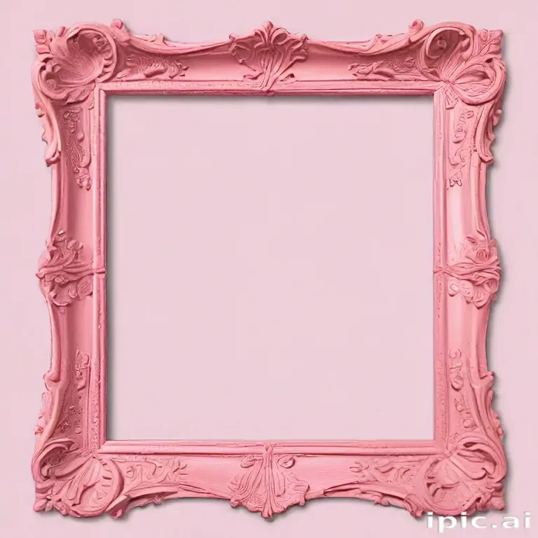 Pink Realistic Frame Elegant Pink Picture Frame Ready to Showcase Your Favorite Artwork or ...