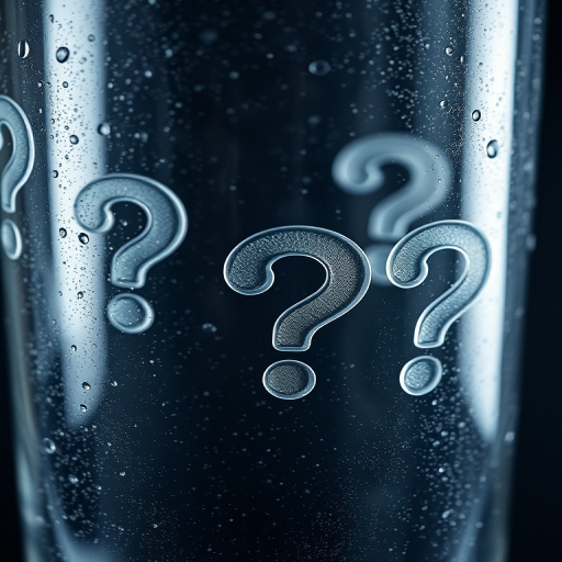 Create a close-up shot of transparent question marks appearing through a misted glass with water droplets, use a DSLR camera with a 50mm lens, aperture f/2.8, ISO 100, and a soft focus background for enhanced clarity and depth.