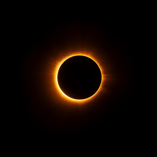 Eclipse in deep space with radiant corona, high contrast, vivid colors, shot with a DSLR camera, aperture f/8, ISO 100, shutter speed 1/1000s, wide-angle lens, high-resolution, astrophotography style.