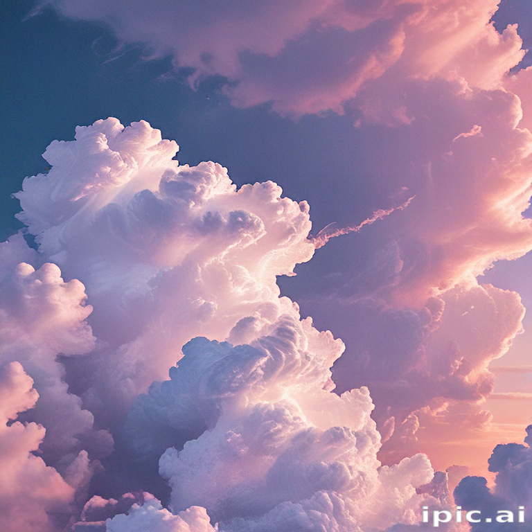 Majestic Cotton Candy Clouds Under a Colorful Sunset Sky Display.