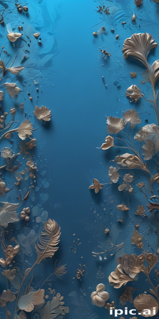 Elegant Floral Design with Golden Accents on a Deep Blue Background