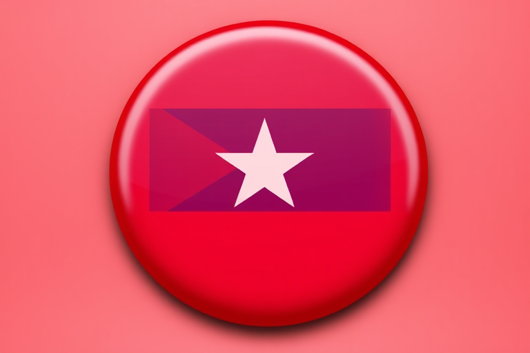 Generate an image of the Cuban flag with high contrast and vibrant colors, use a DSLR camera, aperture f/5.6, ISO 100, 24mm lens, shot from a frontal view, ensure a glossy 3D button effect with a soft shadow.