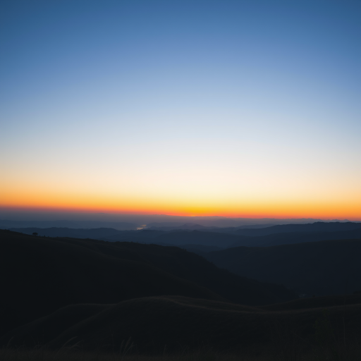 Create a high-resolution image of a serene landscape at sunrise featuring rolling hills and a clear sky, with a Canon EOS R5, 50mm lens, aperture set to f/1.8, ISO 100, 1/200 sec shutter speed, landscape orientation, and vibrant colors.