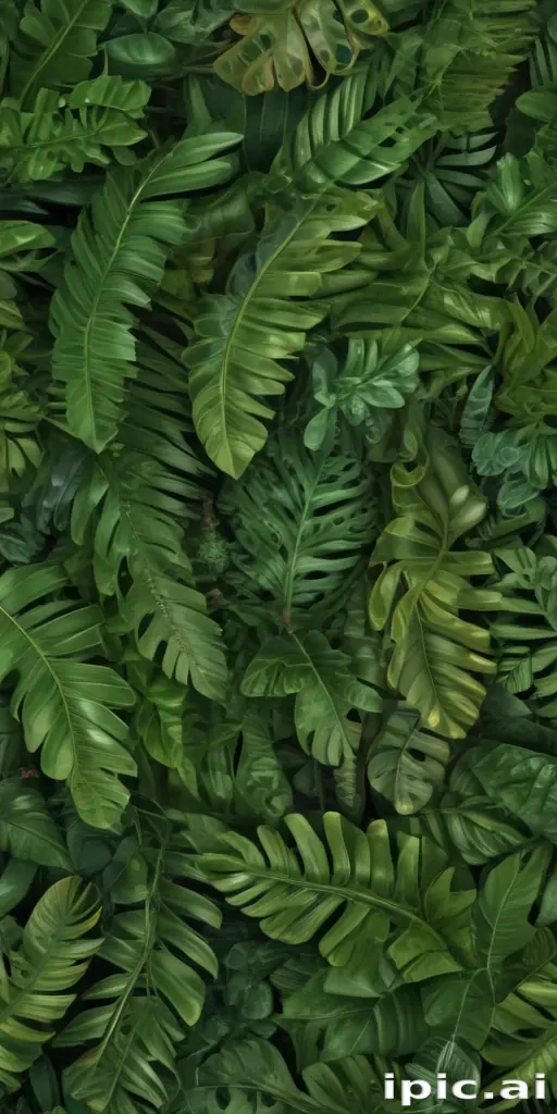 Vibrant Green Tropical Leaves Creating a Lush, Natural Background Texture