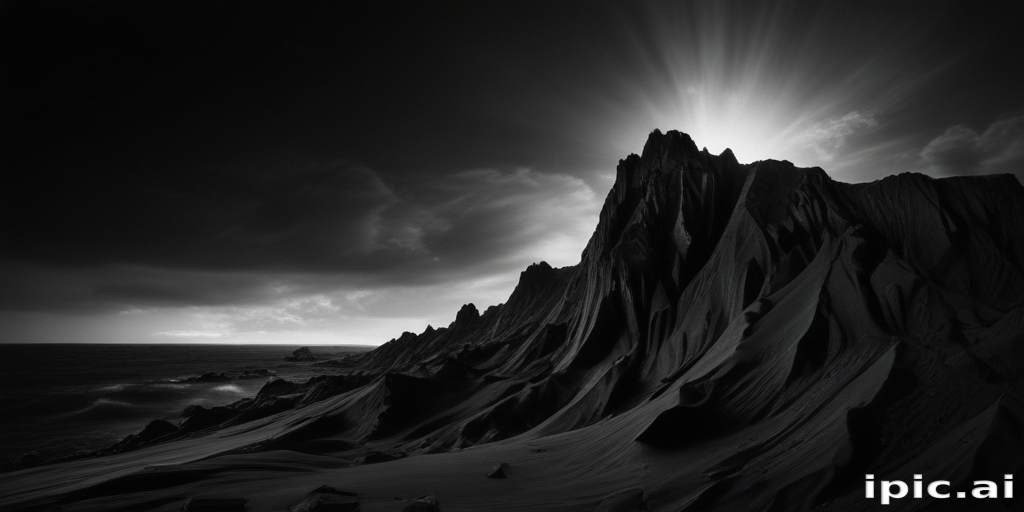Majestic Mountain Peaks Against a Dramatic Black and White Sky