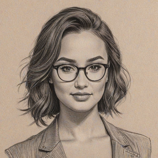 Splendid Demi Lovato, pencil sketch, portrait of Enchanting woman 1948s in glasses, hair style beatnik, outline, clear lines, fine lines, 8k