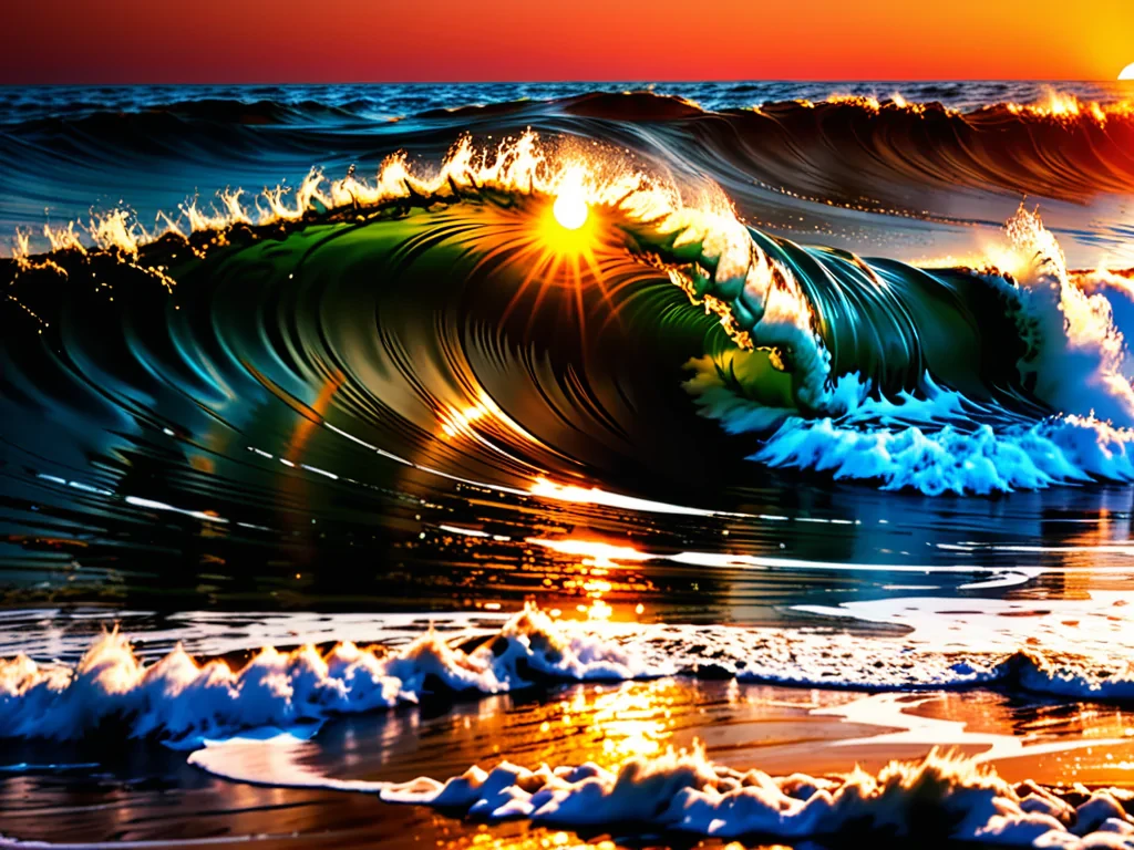 sunset waves wallpaper