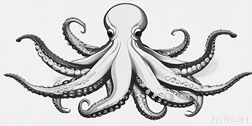 octopus clipart black and white