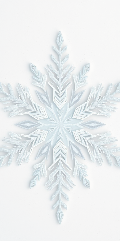 Generate a high-resolution symmetrical snowflake design with intricate details, soft pastel colors, flat lay view, using a DSLR camera, aperture f/4, ISO 100, 50mm lens, ensuring sharp focus and vibrant contrast.