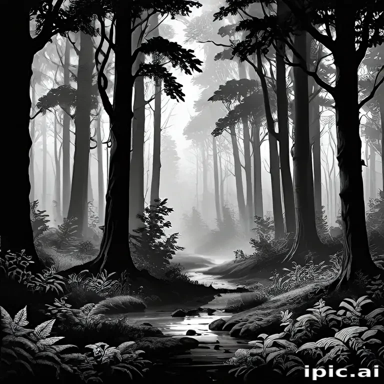 forest clipart black and white