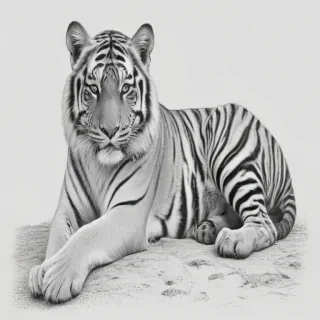 tiger clipart black and white