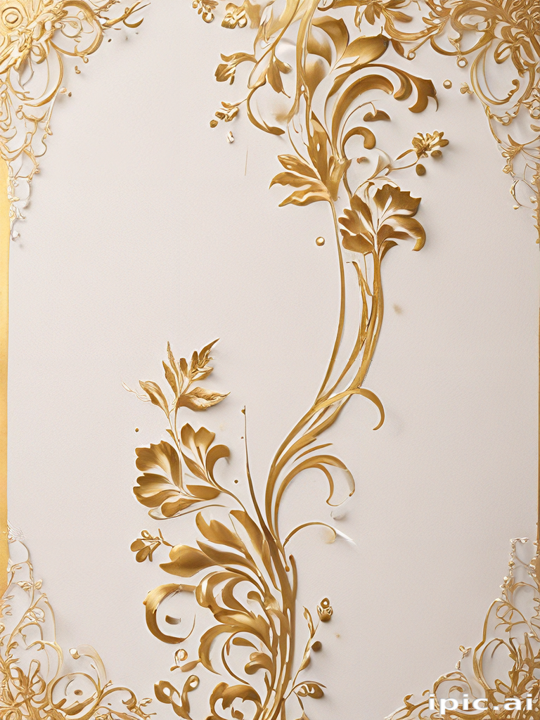 Elegant Gold Floral Design with Intricate Patterns on a Soft Background