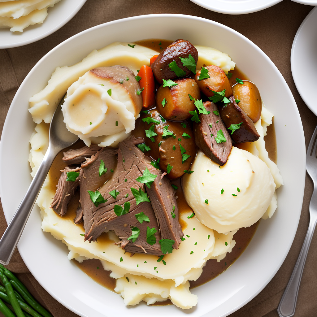 pot roast and mashed potatoes