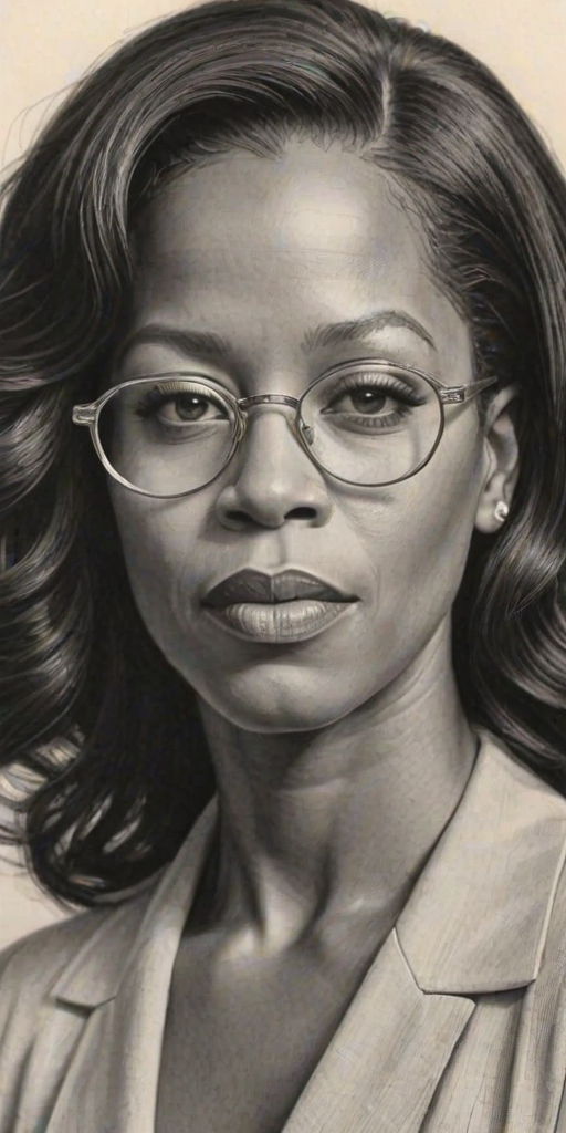 Pleasing Regina King, pencil sketch, portrait of Dazzling woman 1933s in glasses, hair style beatnik, outline, clear lines, fine lines, 8k