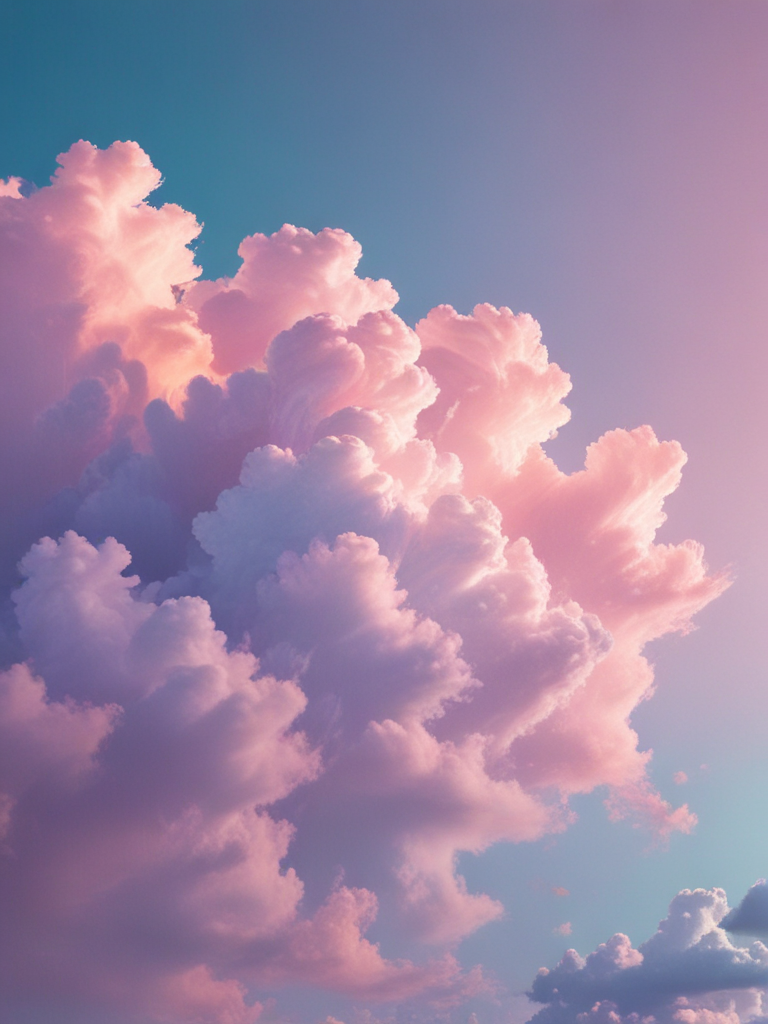 Majestic Pink and Purple Clouds Illuminated by the Soft Evening Light