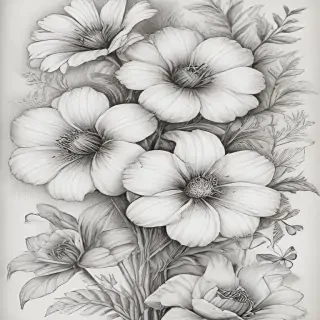 pencil drawn flowers