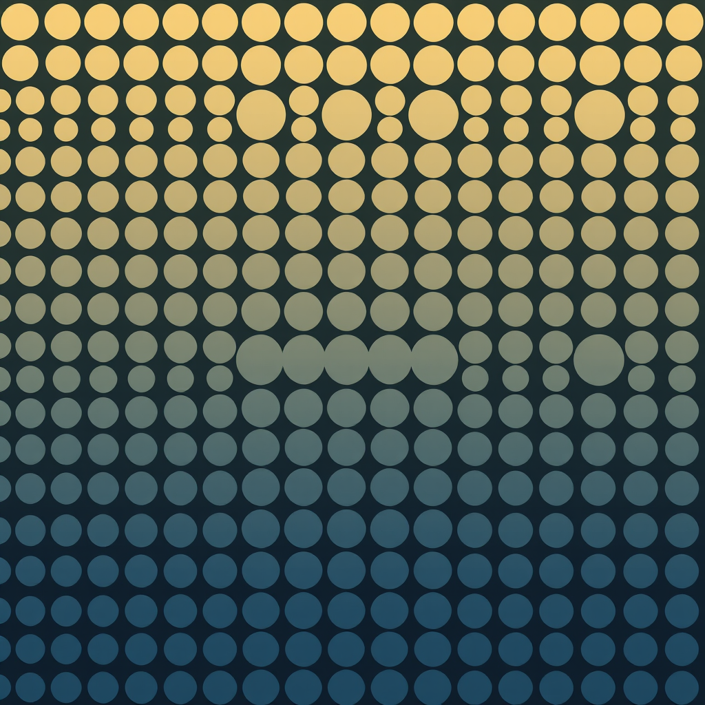 Generate a high-resolution pattern of evenly spaced circles in varying sizes arranged in a gradient from large to small, ensure a smooth transition and high contrast, captured with a DSLR camera settings: f/8 aperture, ISO 100, 1/250 sec shutter speed, using a 50mm lens at eye level to create sharp detail and clarity.